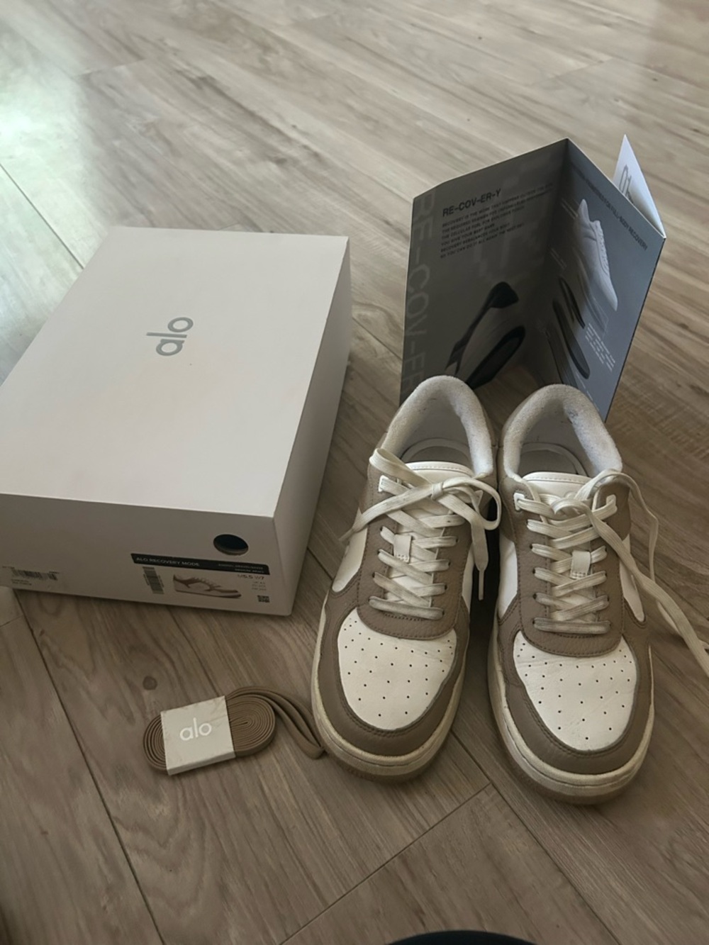 ALO Yoga Gravel & White Low-Top Sneakers